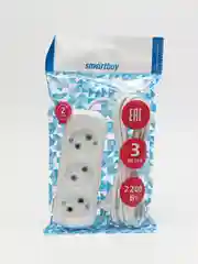 Удлинитель электрический 3 гнезда, 1,5м / 2м / 3м / 5м, ток 10А 2200Вт