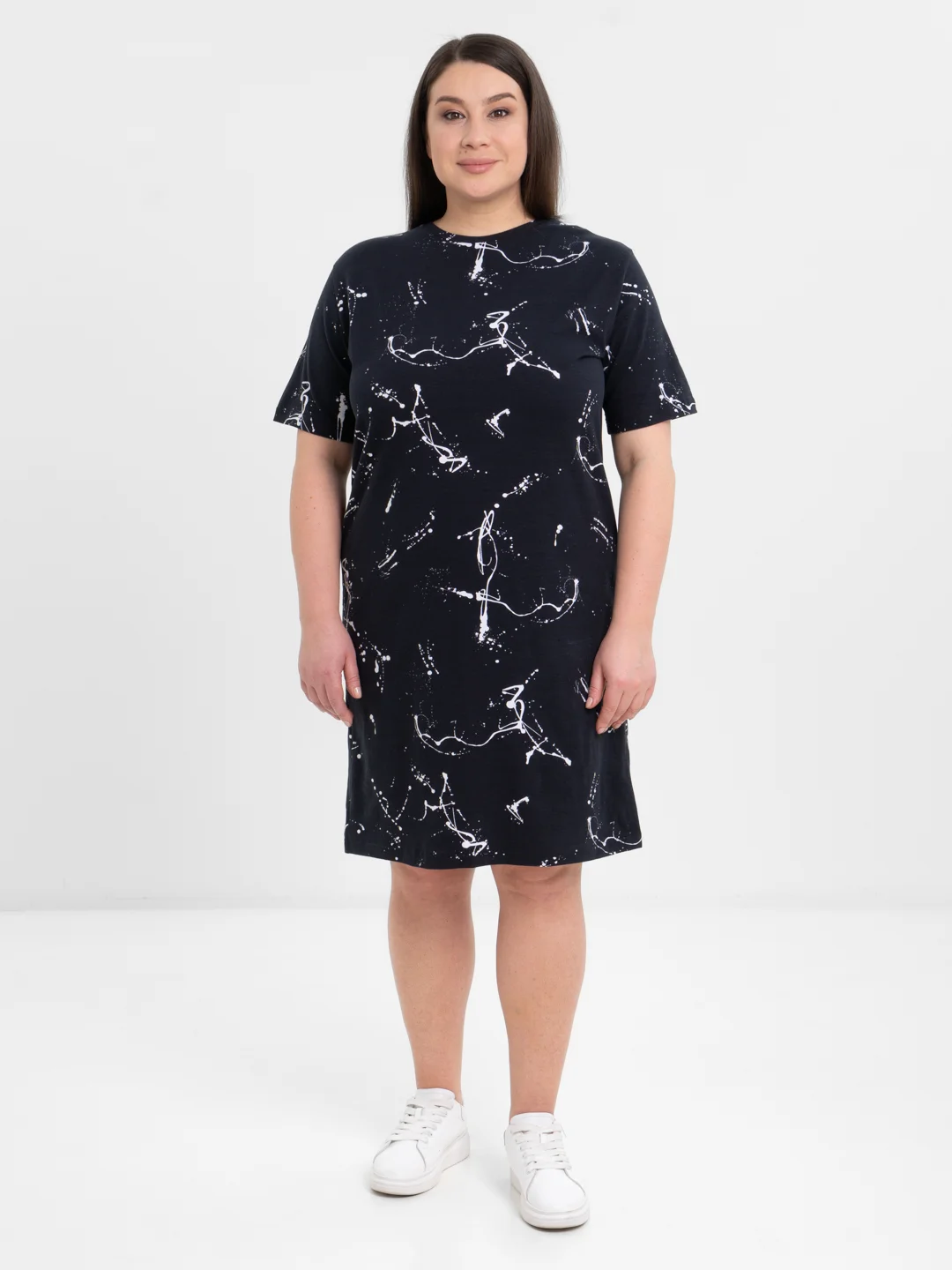 Слоновая кость платье-футболка Oversize, короткая туника, большие размеры 42-60