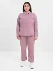 Розовый костюм брючный, вельветовый, большие размеры