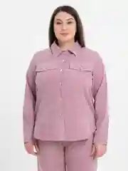 Розовый костюм брючный, вельветовый, большие размеры