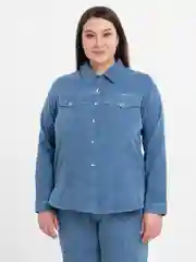 Голубой костюм брючный, вельветовый, большие размеры