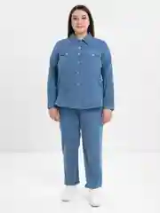 Голубой костюм брючный, вельветовый, большие размеры