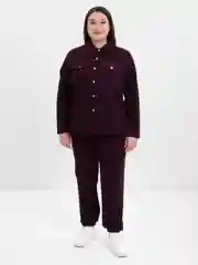 Фиолетовый костюм брючный, вельветовый, большие размеры