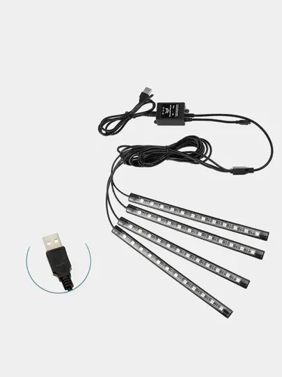 Неоновая RGB подсветка в машину салона с USB