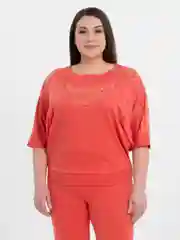 Коралловый женский костюм с рисунком