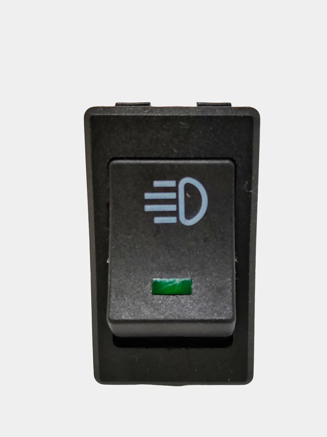Зеленый выключатель (фары, свет) клавишный 12V 35А (4с) ON-OFF с  LED подсв (+ клеммамы и термоус)