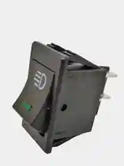 Зеленый выключатель (фары, свет) клавишный 12V 35А (4с) ON-OFF с  LED подсв (+ клеммамы и термоус)