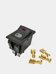 Красный выключатель (фары, свет) клавишный 12V 35А (4с) ON-OFF с  LED подсв (+ клеммамы и термоус)