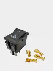 Синий выключатель (фары, свет) клавишный 12V 35А (4с) ON-OFF с  LED подсв (+ клеммамы и термоус)