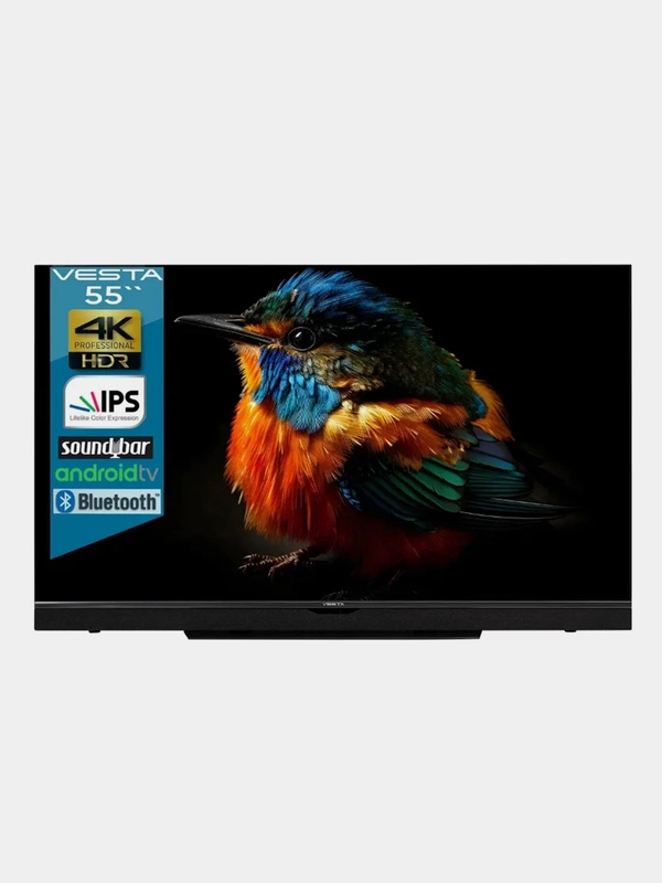 Телевизор LED 55" VeSta V55MUA7500, 4K, HDR, SmartTV, саундбар, BT 5.0, Wi-Fi , черный