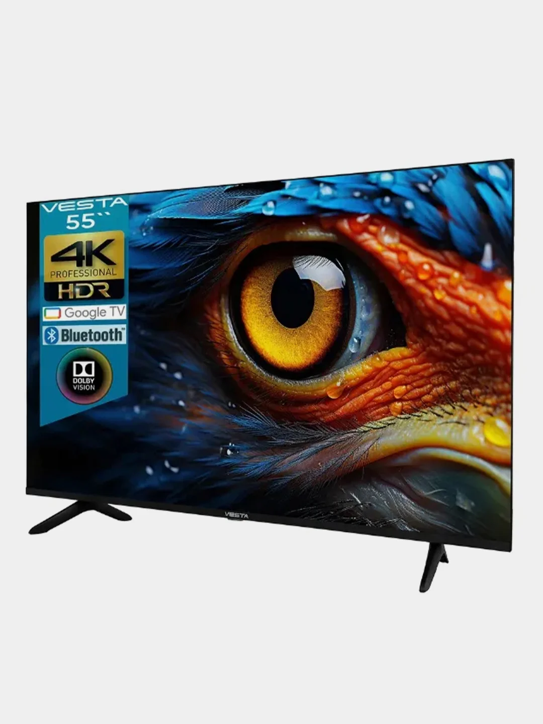 Черный телевизор LED 55" VeSta V55MU8500, 4K, HDR, SmartTV, BT 5.0, Wi-Fi 2.4 ГГц, черный