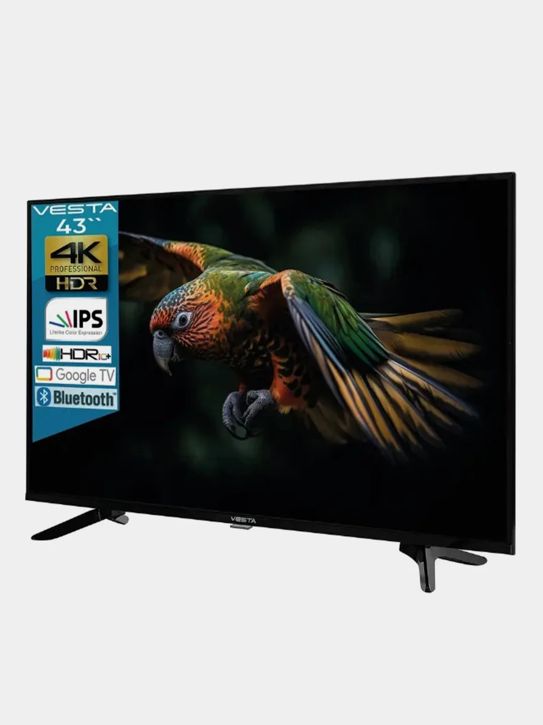 Черный телевизор LED 43" VeSta 43V3500, 4K, HDR, SmartTV, BT 5.0, Wi-Fi 2.4-5 ГГц, черный