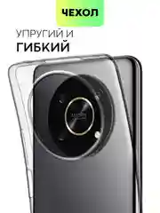 Прозрачный чехол для Honor X9 силиконовый BROSCORP с бортиком-защитой камер и сеткой от прилипания