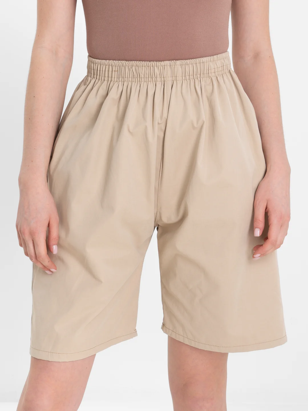Бежевый trendd / Шорты базовые Unisex с карманами и эластичной талией