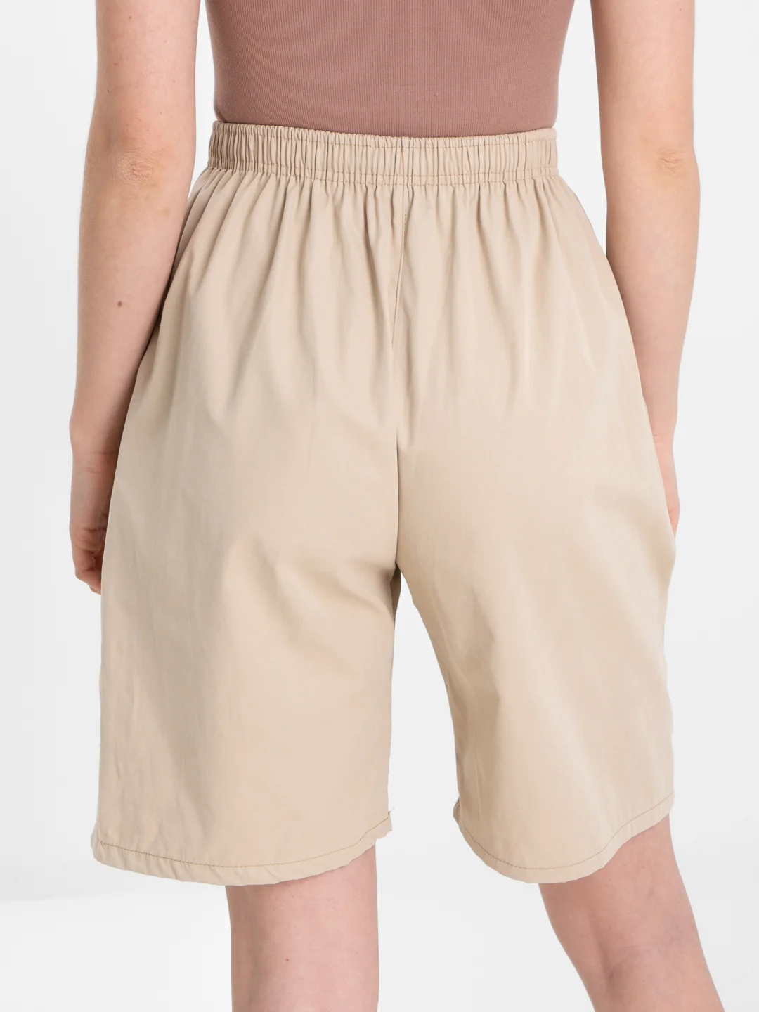 Бежевый trendd / Шорты базовые Unisex с карманами и эластичной талией