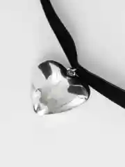 Серебряный чокер на шею бархатный, украшение на шею с подвеской сердце, капля