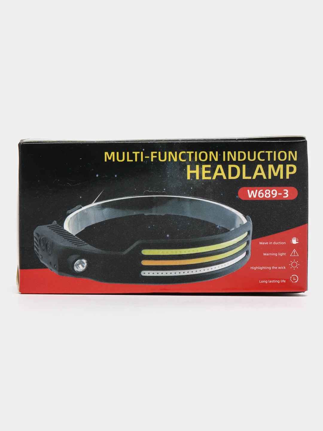 Фонарь налобный, аккумуляторный светодиодный LED, с сенсорным датчиком, 4 режима