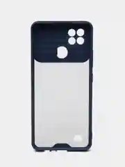 Синий чехол для Realme C20, C21, C11, Реалми С20, С21, С11 с защитой камеры, прозрачный