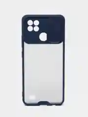 Синий чехол для Realme C20, C21, C11, Реалми С20, С21, С11 с защитой камеры, прозрачный