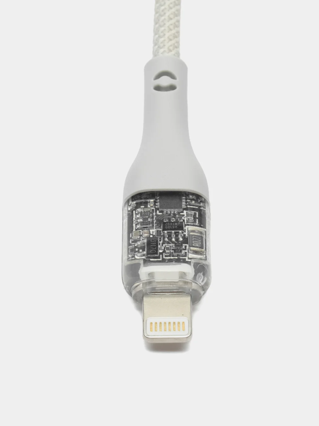 Серый кабель Hoco U115 с Type-C на Lightning 20W для зарядки и передачи данных с LED-ДИСПЛЕЕМ