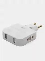 Плоский поворотный тройник с USB для розетки idealim разветвитель, 4000WT, комплект 2 шт