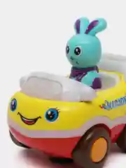 Желтый музыкальная игрушка, машинка "Зоопарк" на батарейках (свет, звук), в коробке