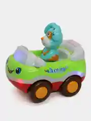 Желтый музыкальная игрушка, машинка "Зоопарк" на батарейках (свет, звук), в коробке