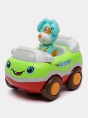 Музыкальная игрушка, машинка "Зоопарк" на батарейках (свет, звук), в коробке