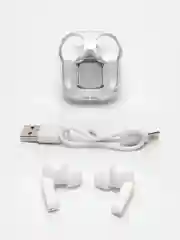 Белый беспроводные наушники TWS BT16 PRO версия, с прозрачным кейсом+ЧЕХОЛ,наушники беспроводные