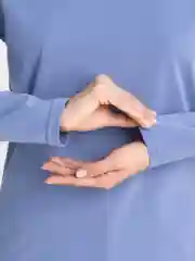 Синий меланж лонгслив базовый свободного кроя, из хлопка, 4 цвета