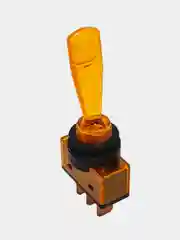 Желтый тумблер 12V 20А (3c) ON-OFF однополюсный с подсветкой (комплект с клеммами и термоусадкой)