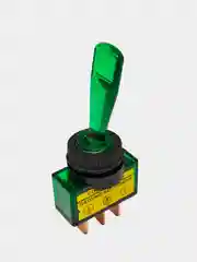 Зеленый тумблер 12V 20А (3c) ON-OFF однополюсный с подсветкой (комплект с клеммами и термоусадкой)