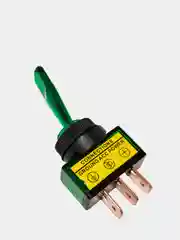 Зеленый тумблер 12V 20А (3c) ON-OFF однополюсный с подсветкой (комплект с клеммами и термоусадкой)