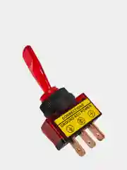 Красный тумблер 12V 20А (3c) ON-OFF однополюсный с подсветкой (комплект с клеммами и термоусадкой)