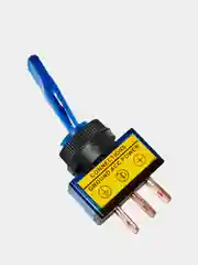 Синий тумблер 12V 20А (3c) ON-OFF однополюсный с подсветкой (комплект с клеммами и термоусадкой)