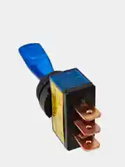 Синий тумблер 12V 20А (3c) ON-OFF однополюсный с подсветкой (комплект с клеммами и термоусадкой)