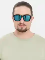 Синий стильные, квадратные, солнцезащитные очки для мужчин