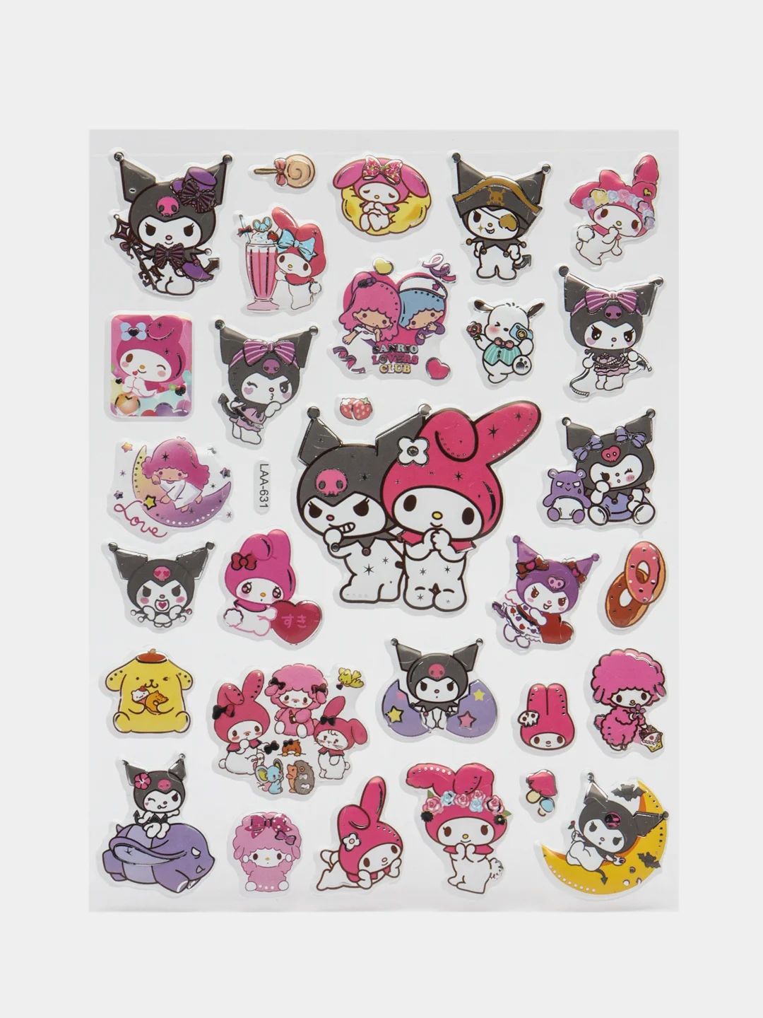 Бронзовый стикерпак, стикеры Hello Kitty, наклейки Куроми, декоративный скотч по аниме Куроми