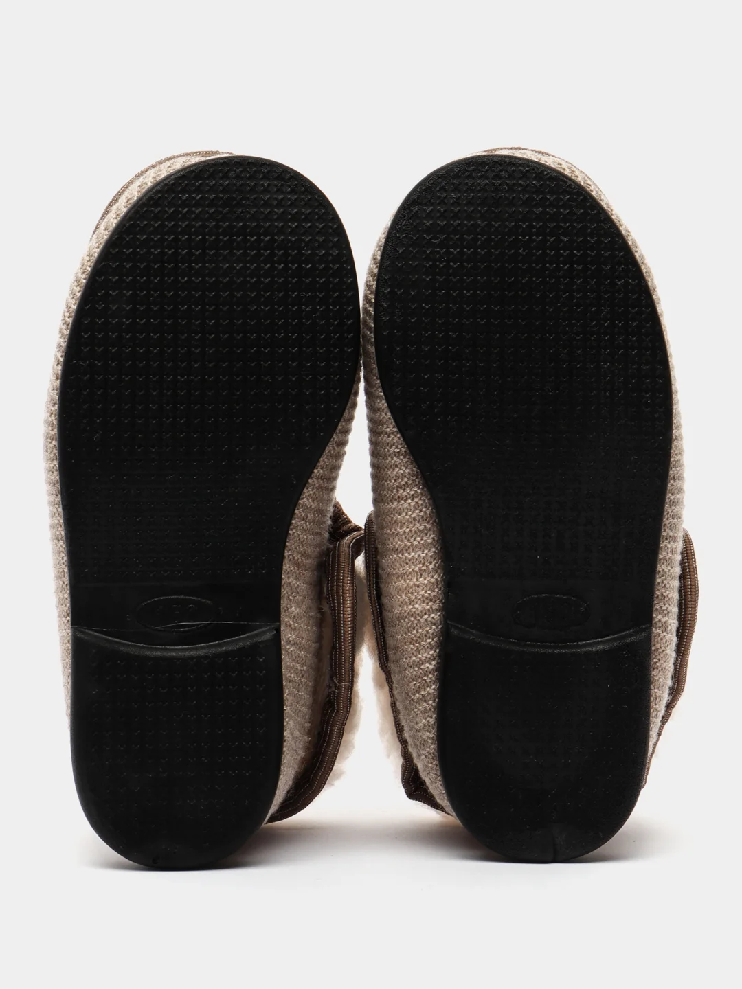 Бежевый чуни-тапочки для мальчиков утепленные, вязаные, Soft Slippers