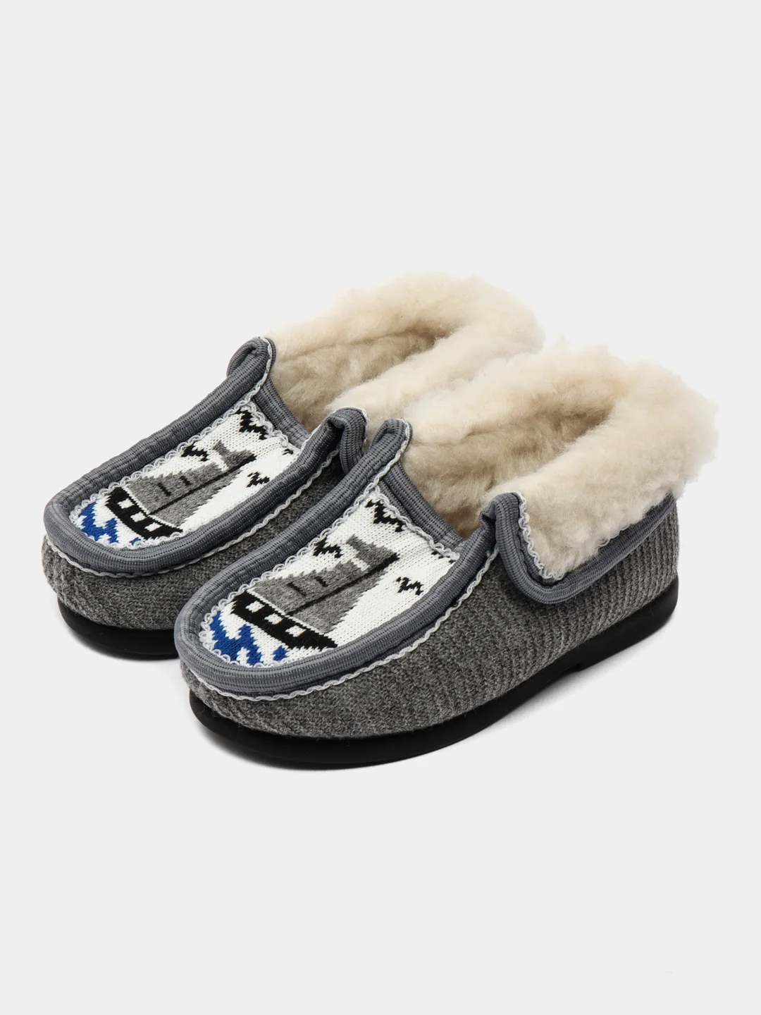 Серый чуни-тапочки для мальчиков утепленные, вязаные, Soft Slippers