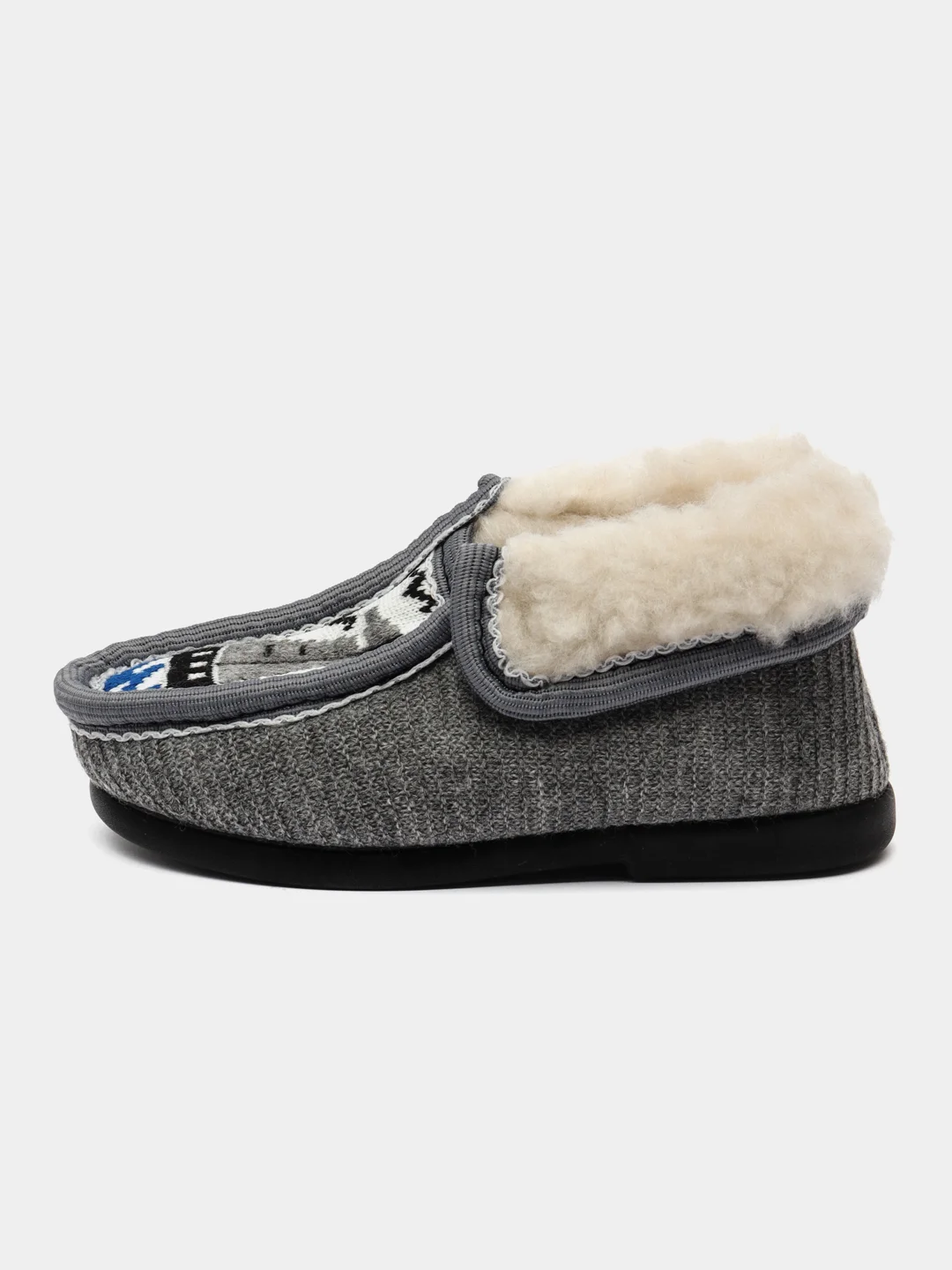 Серый чуни-тапочки для мальчиков утепленные, вязаные, Soft Slippers