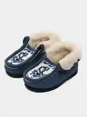 Синий чуни-тапочки для мальчиков утепленные, вязаные, Soft Slippers