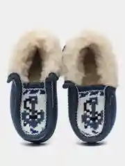 Синий чуни-тапочки для мальчиков утепленные, вязаные, Soft Slippers