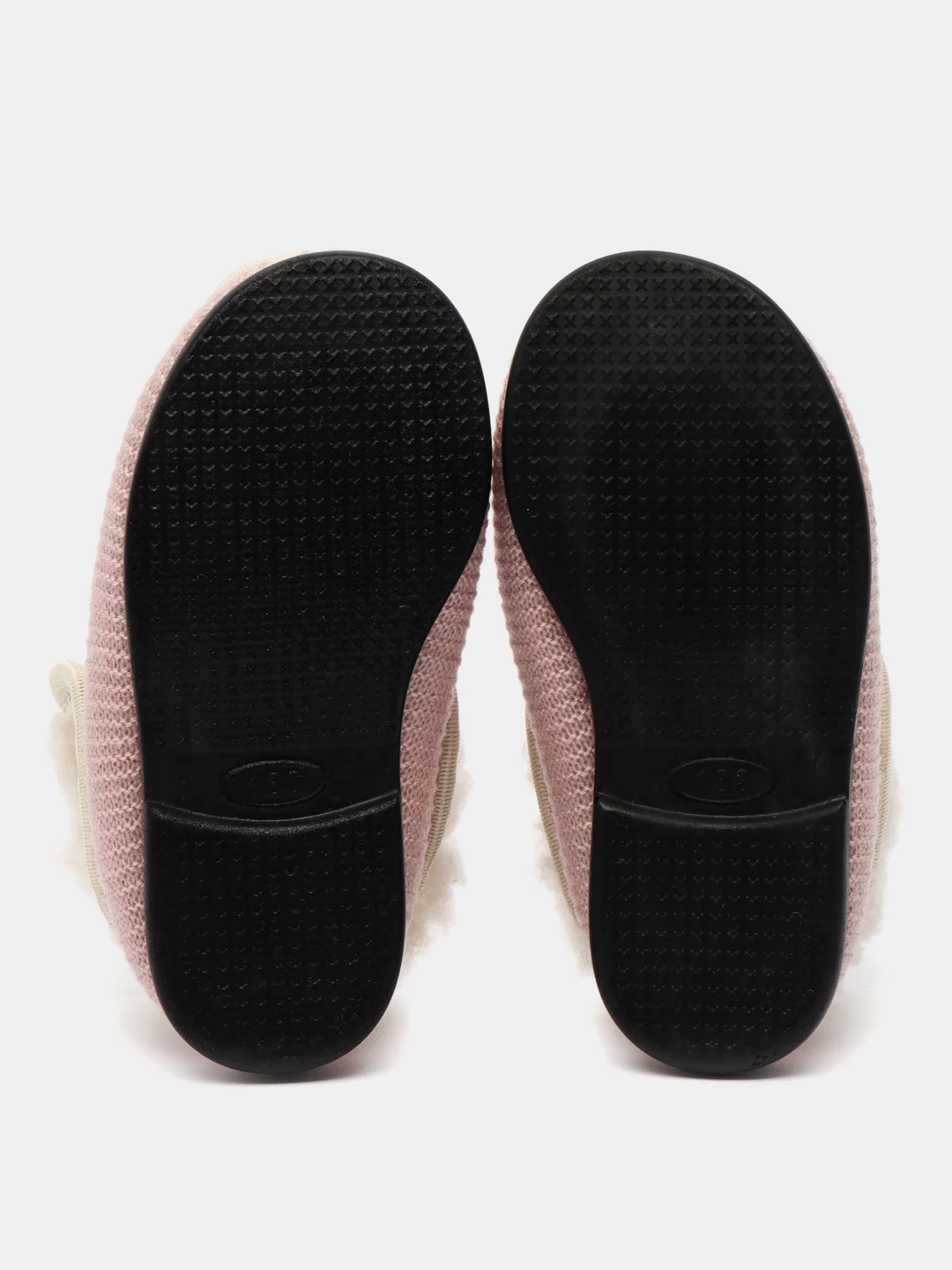 Розовый чуни-тапочки для девочек вязаные Soft Slippers, утепленные экомехом
