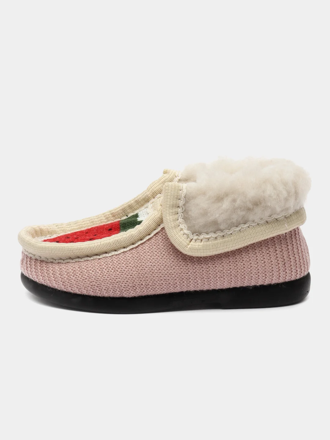 Розовый чуни-тапочки для девочек вязаные Soft Slippers, утепленные экомехом