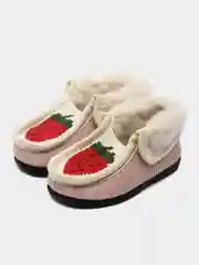 Розовый чуни-тапочки для девочек вязаные Soft Slippers, утепленные экомехом
