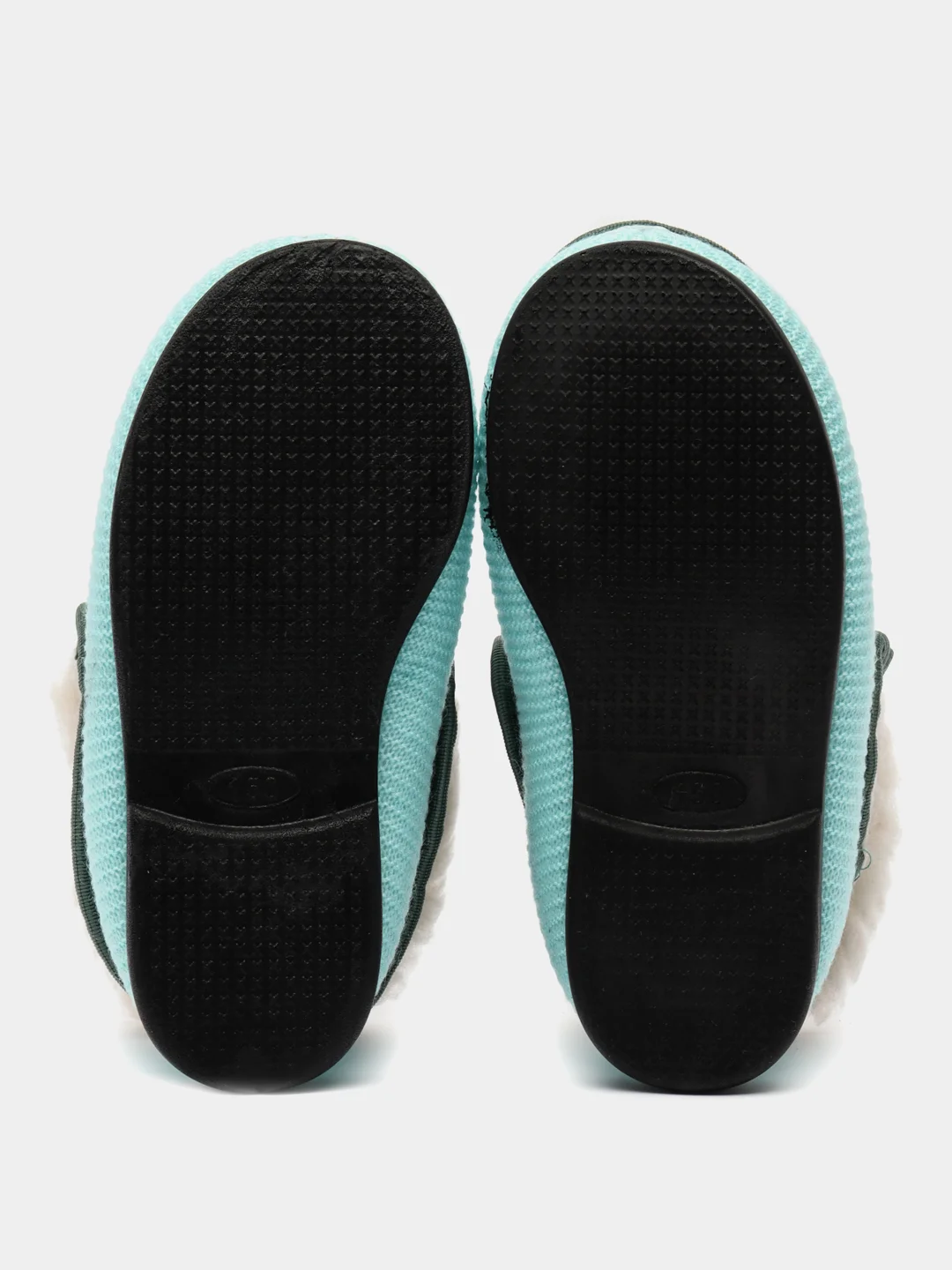 Бирюзовый чуни-тапочки для девочек вязаные Soft Slippers, утепленные экомехом