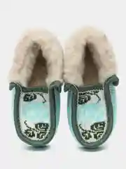 Бирюзовый чуни-тапочки для девочек вязаные Soft Slippers, утепленные экомехом