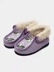 Лавандовый чуни-тапочки для девочек вязаные Soft Slippers, утепленные экомехом