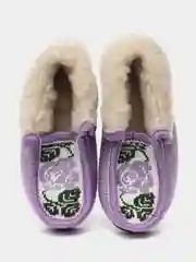 Лавандовый чуни-тапочки для девочек вязаные Soft Slippers, утепленные экомехом